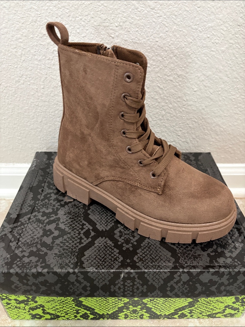 Suede Lace-Up Combat Boot